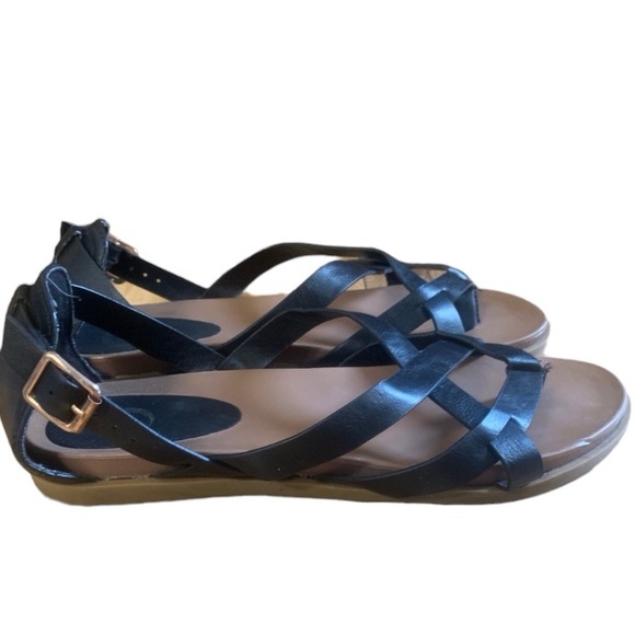 Journey + Crew Black Strappy Ziporah Sandal Basket Weave Design Size 9 Wide - Picture 10 of 10